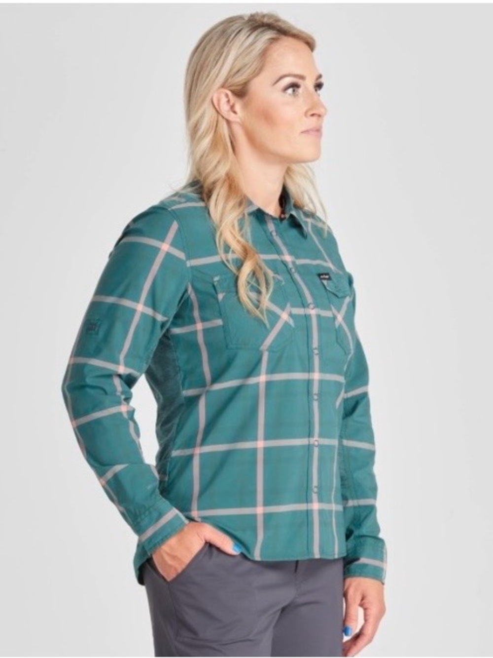 NRS Women's Long-Sleeve Guide Shirt, Mediterranean Plaid, Size L